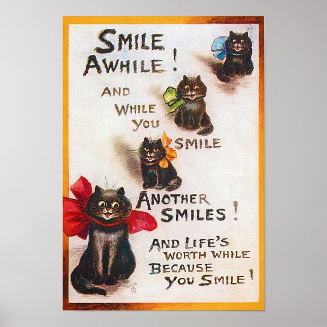 Poster Chats de sourire, Louis Wain (Devant)