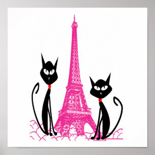 Poster chats de Tour Eiffel
