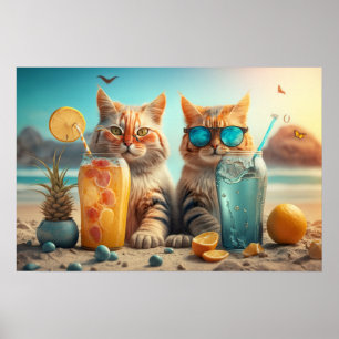 Poster Chats de vacances