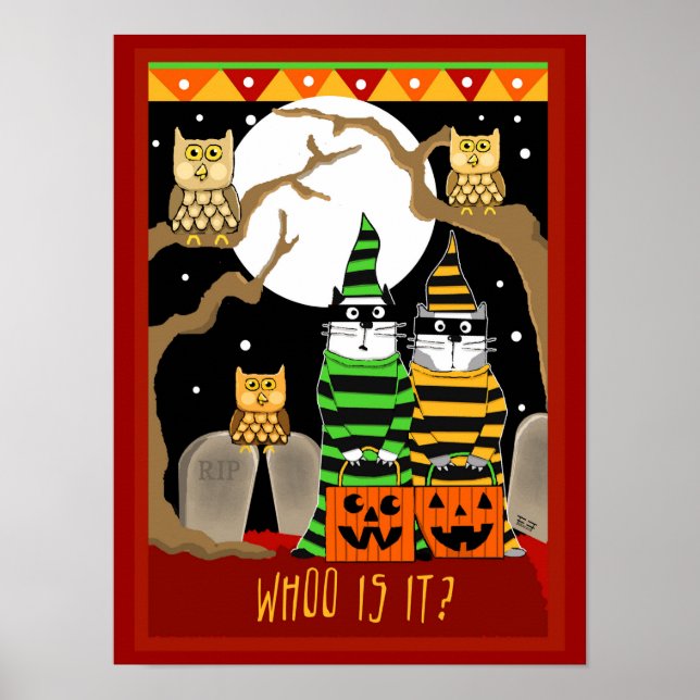 Poster Chats d'Halloween effrayés Trick ou le traitement  (Devant)