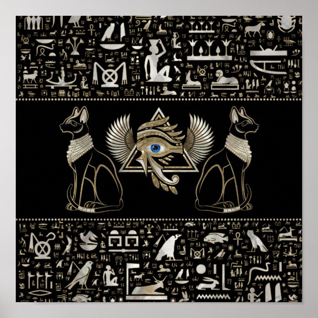 Poster Chats égyptiens et oeil de Horus (Devant)
