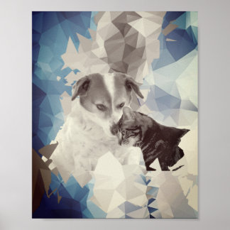 Poster Chats et chien amoureux