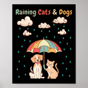 Poster Chats Et Chiens De Pluie Idiom _ Mignonne Chien Po