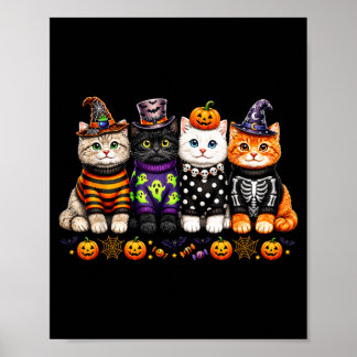 Poster Chats mignons de Halloween Kawaii amateurs de chat
