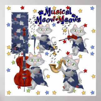 Poster Chats Mignons Groupe Musical de Chats