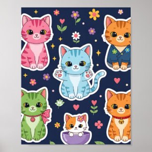 Poster Chats mignons Kawaii Neko Cadeau drôle de chaton a