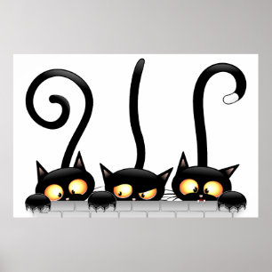 Poster Chats Naughty, Playful et drôle de personnages