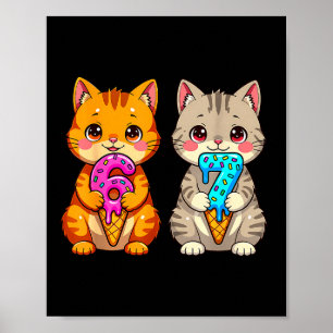 Poster Chats Neko Mignons Kawaii 67 Drip Meme Drôle Six S