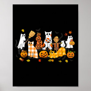 Poster Chats noirs mignons fantôme Halloween Citrouille A