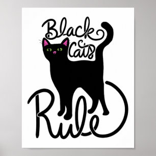 Poster Chats noirs Règle amusante Chat noir Maman mignonn