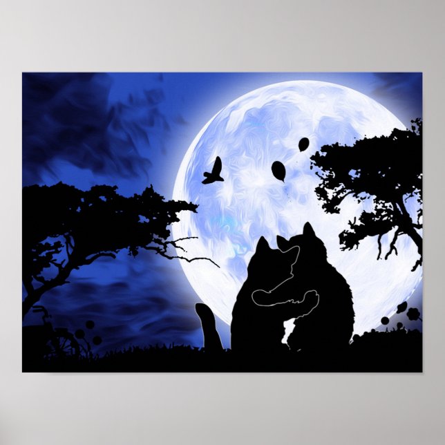 Poster chats pleine lune (Devant)