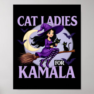Poster Chats Pour Harris 2024 Éffrayant Halloween sorches