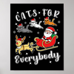 Poster Chats pour tout le monde drôle Père Noël Xmas Vête