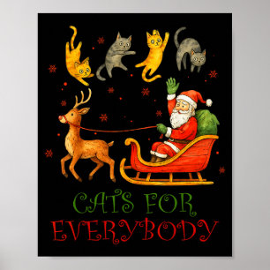 Poster Chats pour tout le monde Noël Drôle de chat Xmas S