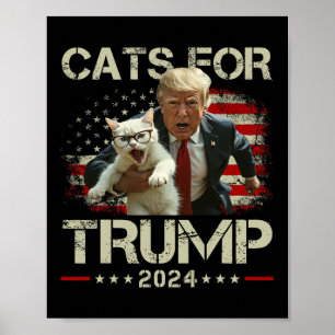 Poster Chats pour Trump 2024 Drôle Vote pour Trump - Chat