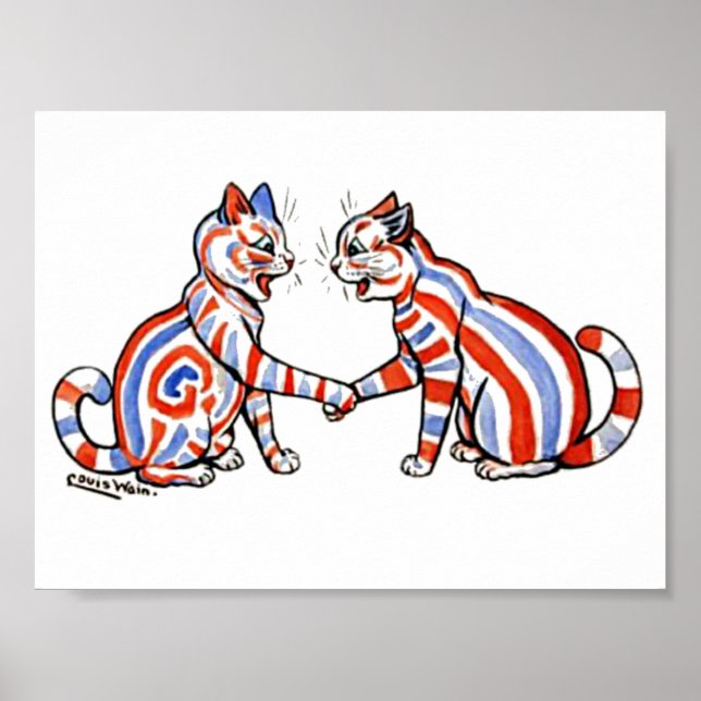 Poster Chats rayés, Louis Wain, (Devant)