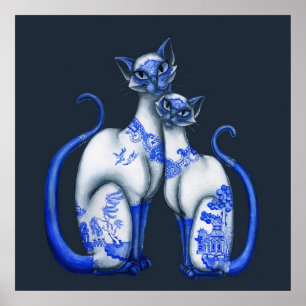 Poster Chats siamois de saule bleu