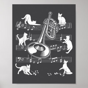 Poster Chats Trompettistes Pour Joueur de Trompette Amour