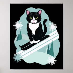 Poster Chats Tuxedo Et Ventilateurs De Ski Hiver De Neige