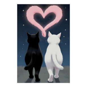 Poster Chats Valentine's Day Carte de vacances avec Coeur