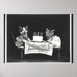 Poster Chats vintages à une fête d'anniversaire