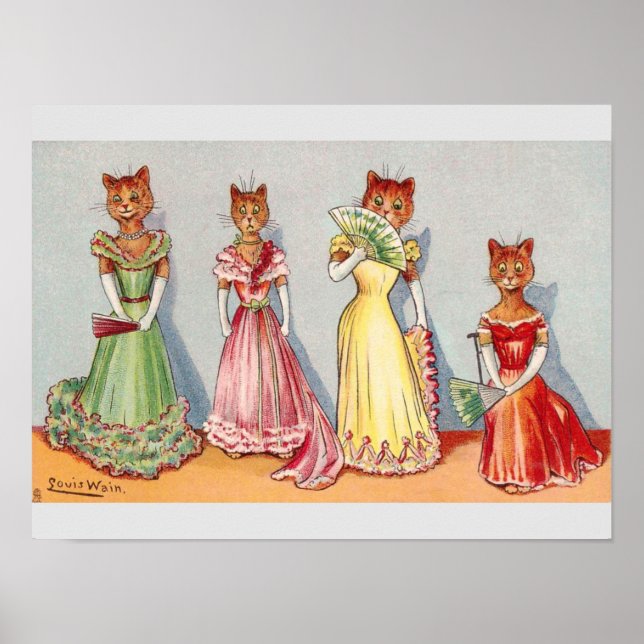 Poster Chats Wallflower de Louis Wain (Devant)