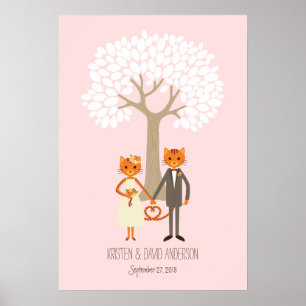 Poster Chats Whimsical (Blush) Empreinte Arbre Signature