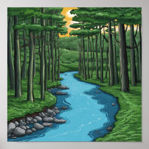 Poster Chattahoochee River Géorgie Peinture
