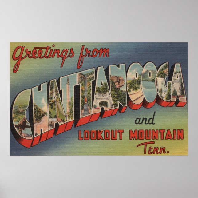 Poster Chattanooga, Tennessee - Scènes de grandes lettres (Devant)