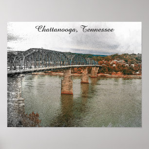 Poster Chattanooga vintage, Pont en noix du Tennessee