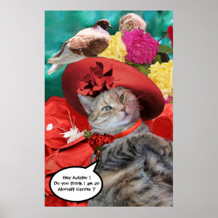 POSTER CHATTE CÉLÈBRE PRINCESSE TATUS, CHAPEAU ROUGE AVEC