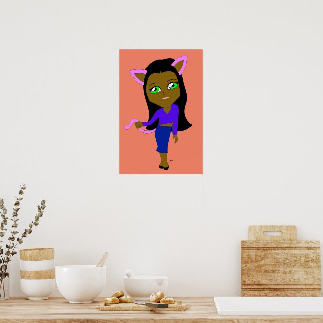 Poster chatte chibi (Cuisine)
