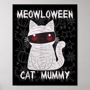 Poster Chatte Noire Momie Halloween