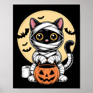 Poster Chatte Noire Momie Hommes Femmes Enfants Halloween