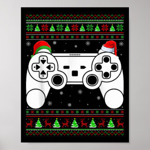 Poster Chaud de Noël affreux contrôleur de jeu vidéo