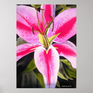 Poster Chaud rose fleur de laine aquarelle pop art peintu