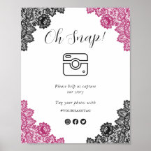 Chaud rose noir Oh Snap Social Media Mariage Signa