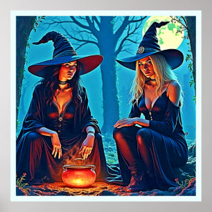 Poster Chaudière ensorcelée des sorcières mystiques