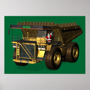 Poster Chauffeur de camion de vidage géant Santa Claus