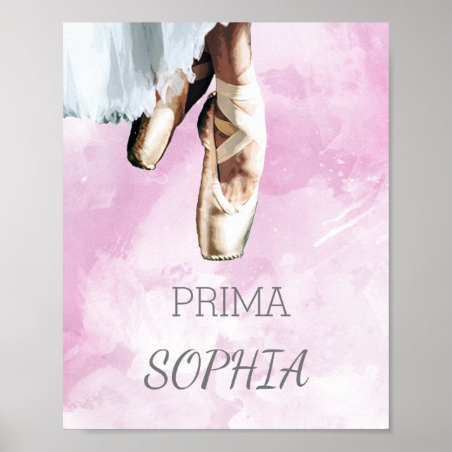 Poster Chaussons de ballet Personnels Prima Pointe Rose (Devant)