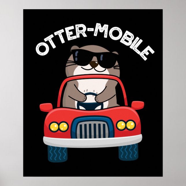 Poster Chaussure de voiture animal drôle Otter-mobile (Devant)