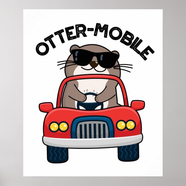Poster Chaussure de voiture animal drôle Otter-mobile (Devant)
