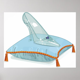 Poster Chaussure En Verre Sur Un Coussin