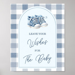 Poster Chaussures Bébé Bleues Gingham Booties Laissez Vos