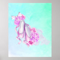 Chaussures de ballet vaches et pivoines en Aquarel