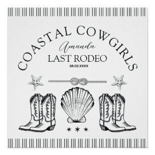 Poster Chaussures de cowgirl côtière enterrement de vie d