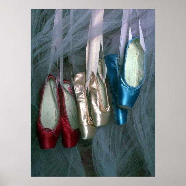 Poster Chaussures de talon de ballet en trois couleurs (Devant)