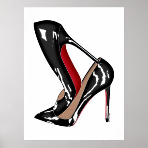 Poster Chaussures en talons rouges, talons noirs