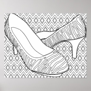 Poster Chaussures haute talon femmes mode art Coloration