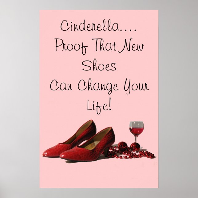 Poster Chaussures Red High Heel et vin rouge (Devant)